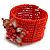 Brick Red Glass Bead Flex Cuff Bracelet with Shell Flower - M/ L - view 5