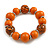 Wood Bead with Animal Print Flex Bracelet in Orange/ Size M - view 2
