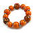 Wood Bead with Animal Print Flex Bracelet in Orange/ Size M - view 4