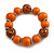 Wood Bead with Animal Print Flex Bracelet in Orange/ Size M - view 5