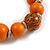 Wood Bead with Animal Print Flex Bracelet in Orange/ Size M - view 6