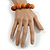 Wood Bead with Animal Print Flex Bracelet in Orange/ Size M - view 3