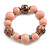 Wood Bead with Animal Print Flex Bracelet in Pastel Pink/ Size M - view 2