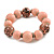 Wood Bead with Animal Print Flex Bracelet in Pastel Pink/ Size M - view 5