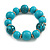 Wood Bead with Animal Print Flex Bracelet in Turquoise Blue Colour/ Size M