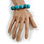 Wood Bead with Animal Print Flex Bracelet in Turquoise Blue Colour/ Size M - view 3