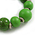 Wood Bead with Animal Print Flex Bracelet in Green/ Size M - view 4