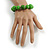 Wood Bead with Animal Print Flex Bracelet in Green/ Size M - view 3
