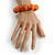 Chunky Wood Bead with Animal Print Flex Bracelet in Orange/ Size M - view 3