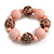 Chunky Wood Bead with Animal Print Flex Bracelet in Pastel Pink/ Size M - view 2