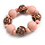 Chunky Wood Bead with Animal Print Flex Bracelet in Pastel Pink/ Size M - view 4