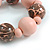 Chunky Wood Bead with Animal Print Flex Bracelet in Pastel Pink/ Size M - view 5