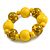 Chunky Wood Bead with Animal Print Flex Bracelet in Yellow/ Size M - view 5