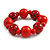 Chunky Wood Bead with Animal Print Flex Bracelet in Red/ Size M - view 4