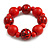 Chunky Wood Bead with Animal Print Flex Bracelet in Red/ Size M - view 2
