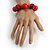 Chunky Wood Bead with Animal Print Flex Bracelet in Red/ Size M - view 3