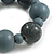 Chunky Wood Bead with Animal Print Flex Bracelet in Grey/ Size M - view 5