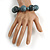 Chunky Wood Bead with Animal Print Flex Bracelet in Grey/ Size M - view 3