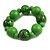 Chunky Wood Bead with Animal Print Flex Bracelet in Green/ Size M - view 2