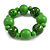 Chunky Wood Bead with Animal Print Flex Bracelet in Green/ Size M - view 3