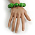 Chunky Wood Bead with Animal Print Flex Bracelet in Green/ Size M - view 5