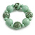 Chunky Wood Bead with Animal Print Flex Bracelet in Mint/ Size M - view 4