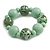 Chunky Wood Bead with Animal Print Flex Bracelet in Mint/ Size M - view 5