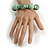Chunky Wood Bead with Animal Print Flex Bracelet in Mint/ Size M - view 3