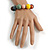Wood Bead with Animal Print Flex Bracelet in Multi/ Size M - view 3