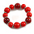 Wood Bead with Animal Print Flex Bracelet in Red/ Size M