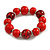 Wood Bead with Animal Print Flex Bracelet in Red/ Size M - view 2