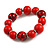 Wood Bead with Animal Print Flex Bracelet in Red/ Size M - view 4