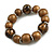 Wood Bead with Animal Print Flex Bracelet in Brown/ Size M - view 4