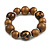 Wood Bead with Animal Print Flex Bracelet in Brown/ Size M - view 2