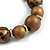 Wood Bead with Animal Print Flex Bracelet in Brown/ Size M - view 5