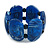 Wide Chunky Resin/ Wood Bead Flex Bracelet in Blue/ White - M/ L - view 4