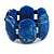 Wide Chunky Resin/ Wood Bead Flex Bracelet in Blue/ White - M/ L - view 2