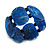Wide Chunky Resin/ Wood Bead Flex Bracelet in Blue/ White - M/ L - view 5