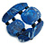 Wide Chunky Resin/ Wood Bead Flex Bracelet in Blue/ White - M/ L - view 6