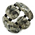 Wide Chunky Resin/ Wood Bead Flex Bracelet in Black/ Grey/ White - M/ L - view 4