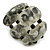 Wide Chunky Resin/ Wood Bead Flex Bracelet in Black/ Grey/ White - M/ L - view 5