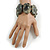 Wide Chunky Resin/ Wood Bead Flex Bracelet in Black/ Grey/ White - M/ L - view 3