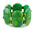 Wide Chunky Resin/ Wood Bead Flex Bracelet in Green/ White - M/ L - view 2