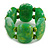 Wide Chunky Resin/ Wood Bead Flex Bracelet in Green/ White - M/ L - view 4