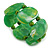 Wide Chunky Resin/ Wood Bead Flex Bracelet in Green/ White - M/ L - view 5