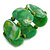 Wide Chunky Resin/ Wood Bead Flex Bracelet in Green/ White - M/ L - view 6