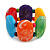 Wide Chunky Multicoloured Resin/ Wood Bead Flex Bracelet - M/ L - view 2