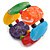 Wide Chunky Multicoloured Resin/ Wood Bead Flex Bracelet - M/ L - view 5