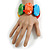 Wide Chunky Multicoloured Resin/ Wood Bead Flex Bracelet - M/ L - view 3