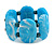 Wide Chunky Resin/ Wood Bead Flex Bracelet in Light Blue/ White - M/ L - view 2